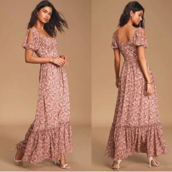 Lulu's Pink and Black Maxi Dress - Picture 1 of 12